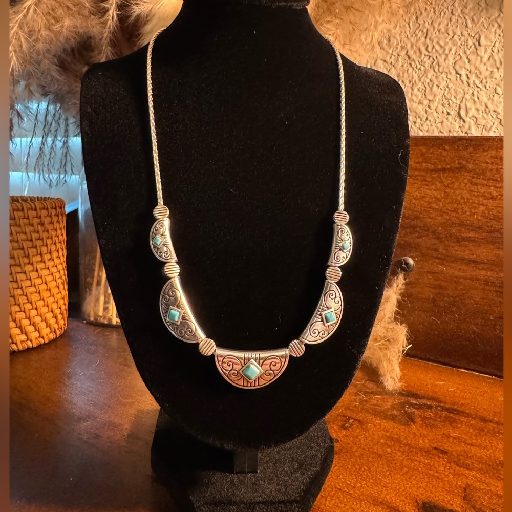 Brighton Silver Necklace with Turquoise Details